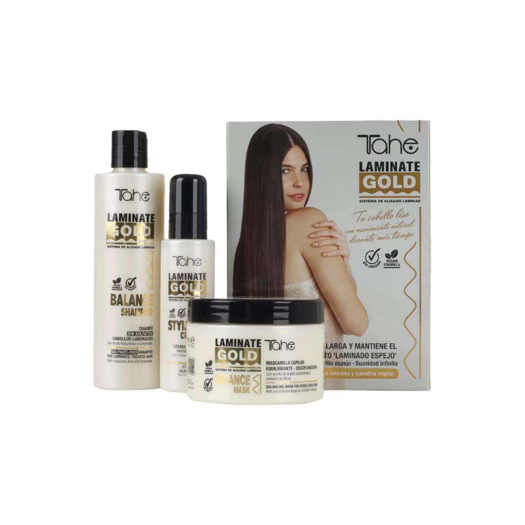 Tahe Laminate Gold kit completo de mantenimiento para cabellos alisados y laminados.