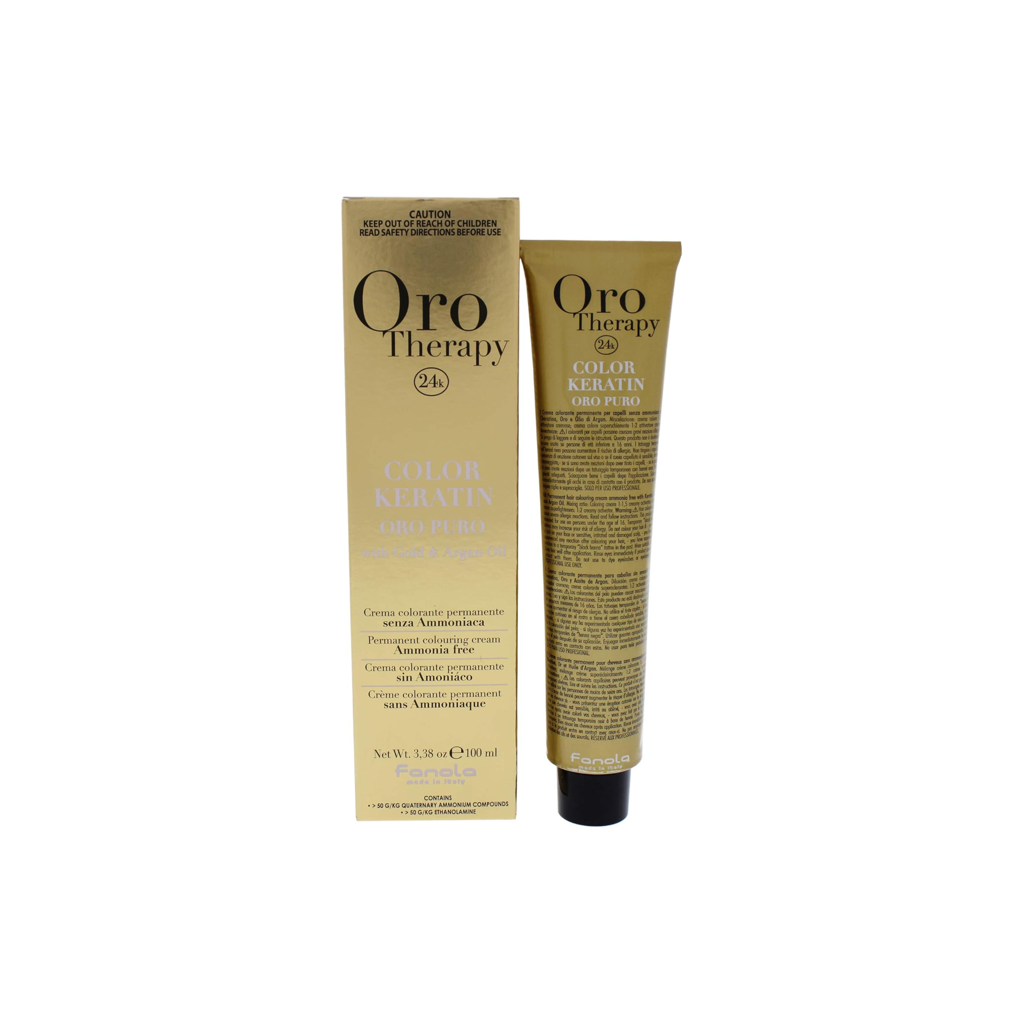 Fanola Oro Therapy 24K Color Keratin – Crema Colorante Permanente Sin Amoniaco 100ml